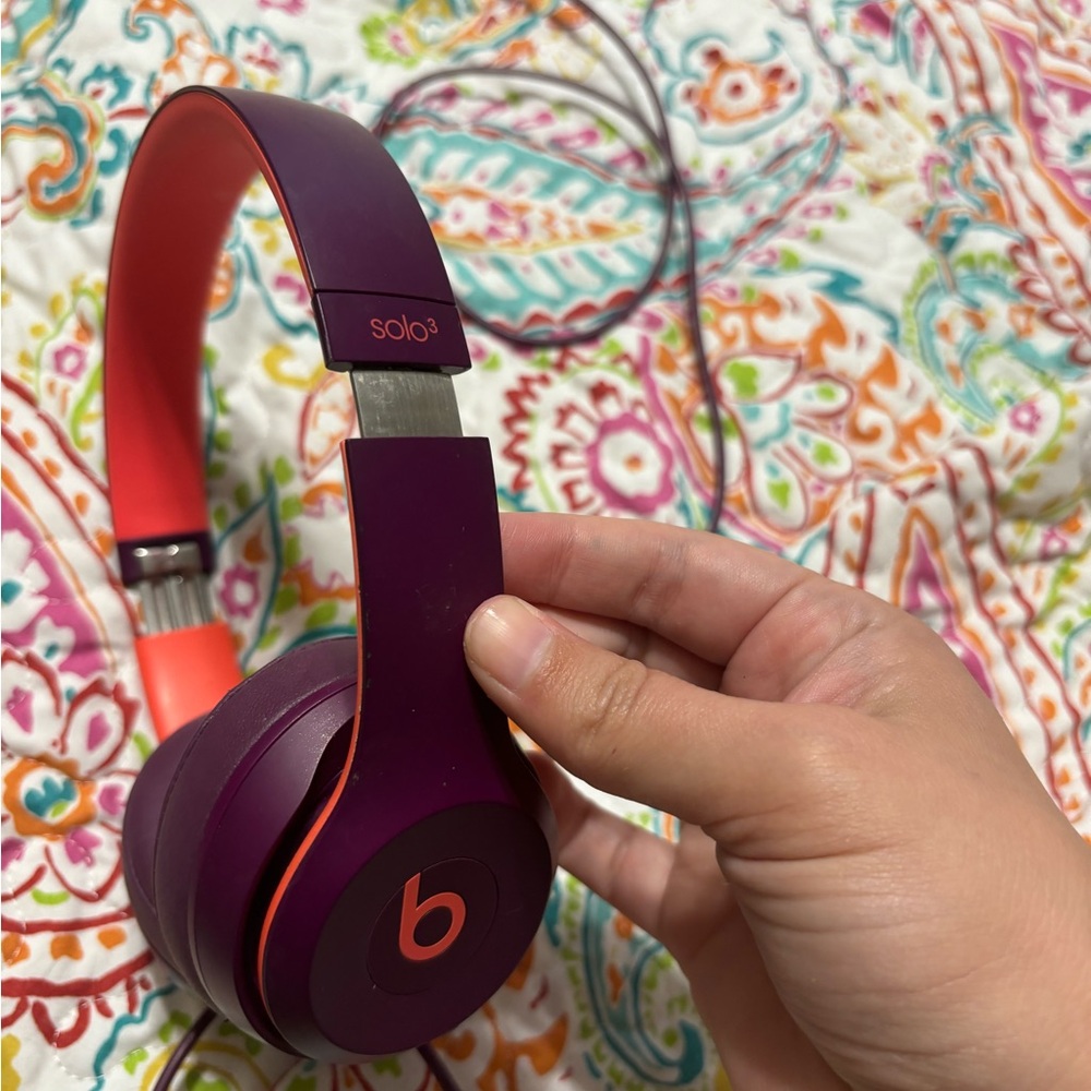 Beats by Dre Solo3 Wireless Headphones - Purple and Orange